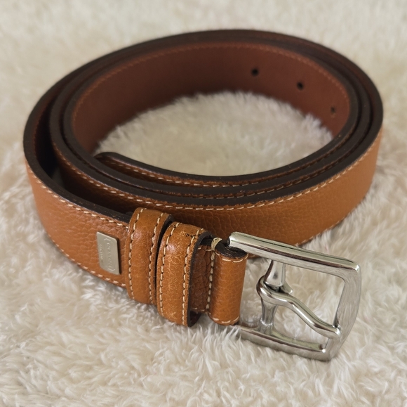 Vintage Coach Brown Leather Men's Belt w/Brass Buckle 40" - Picture 1 of 7